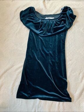 Velvet Mini Dress in Deep Teal